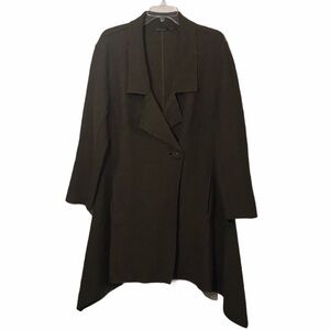 STELLA CARAKASI 100% Boiled Wool Collared Asymmetrical Jacket Handkerchief Hem
